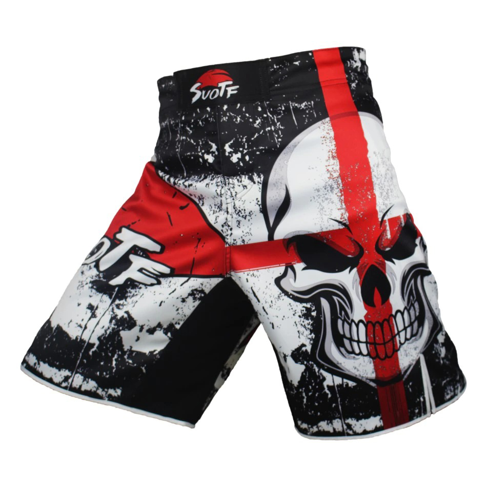 Fashion men's training shorts with bold skull print, perfect for gym workouts and casual style.