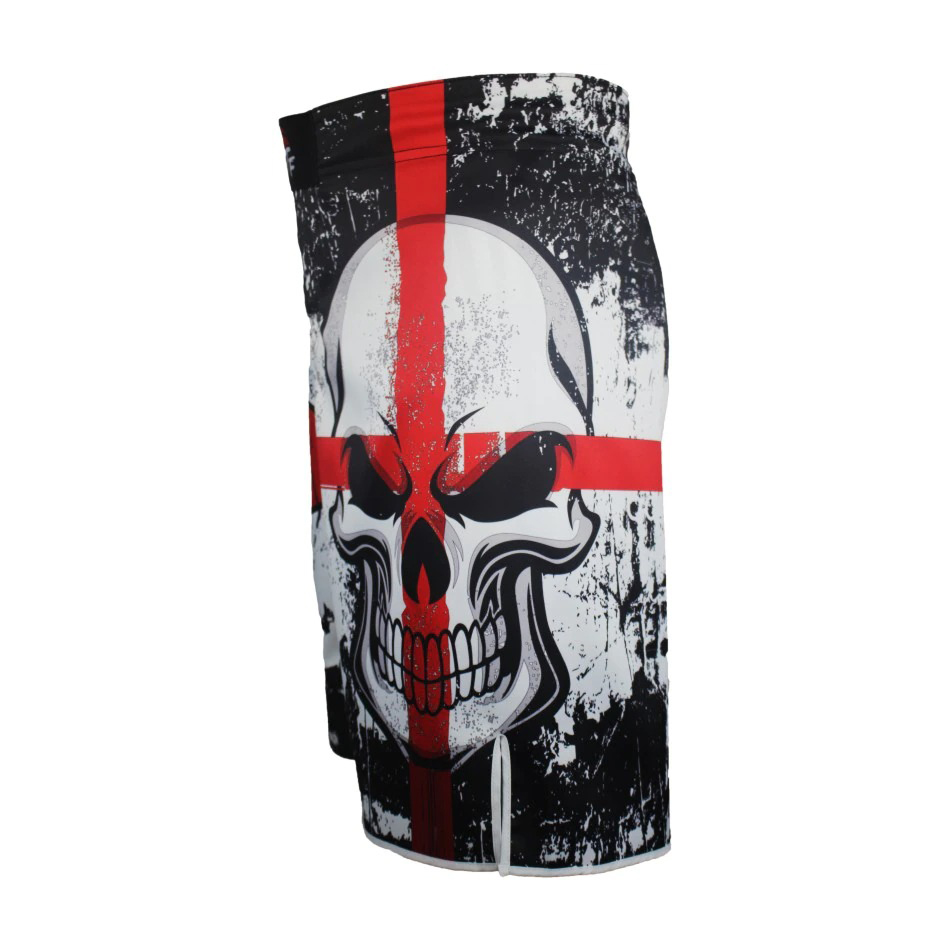 Loose training cotton shorts featuring a bold skull print with red accents, perfect for stylish workouts and casual wear.