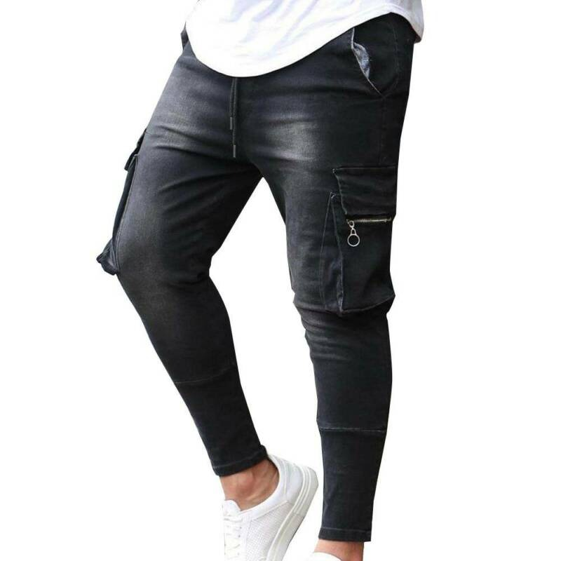 Fashion Men's Slim Jeans with Multi-pockets / Alternative Male Clothing - HARD'N'HEAVY