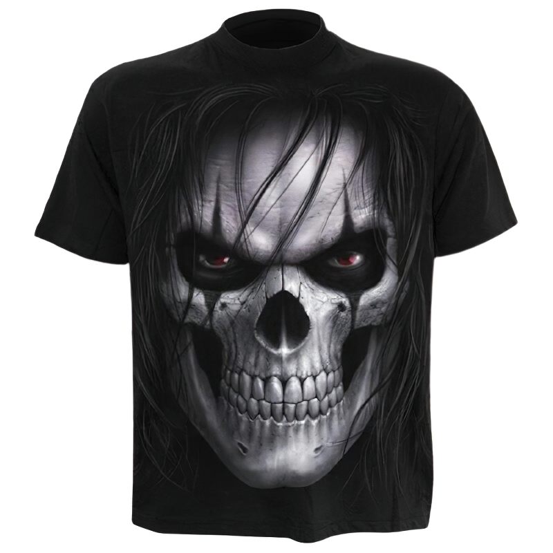 Fashion Men's T-shirt Gothic style with 3D Print Skull / Black T-Shirts Short Sleeve and Round Neck - HARD'N'HEAVY