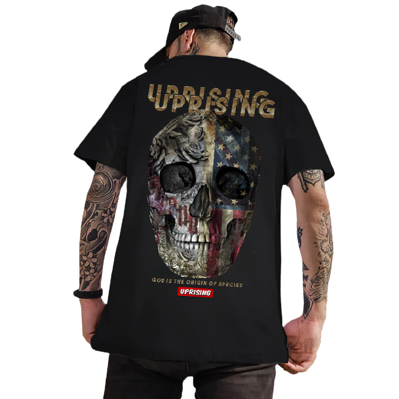 Fashion Men's T-shirt With Skull In American Style / Casual Sleeveless T-shirt With O-neck - HARD'N'HEAVY