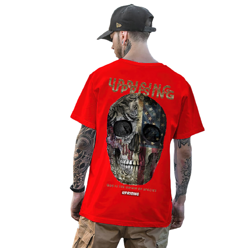 Fashion Men's T-shirt With Skull In American Style / Casual Sleeveless T-shirt With O-neck - HARD'N'HEAVY