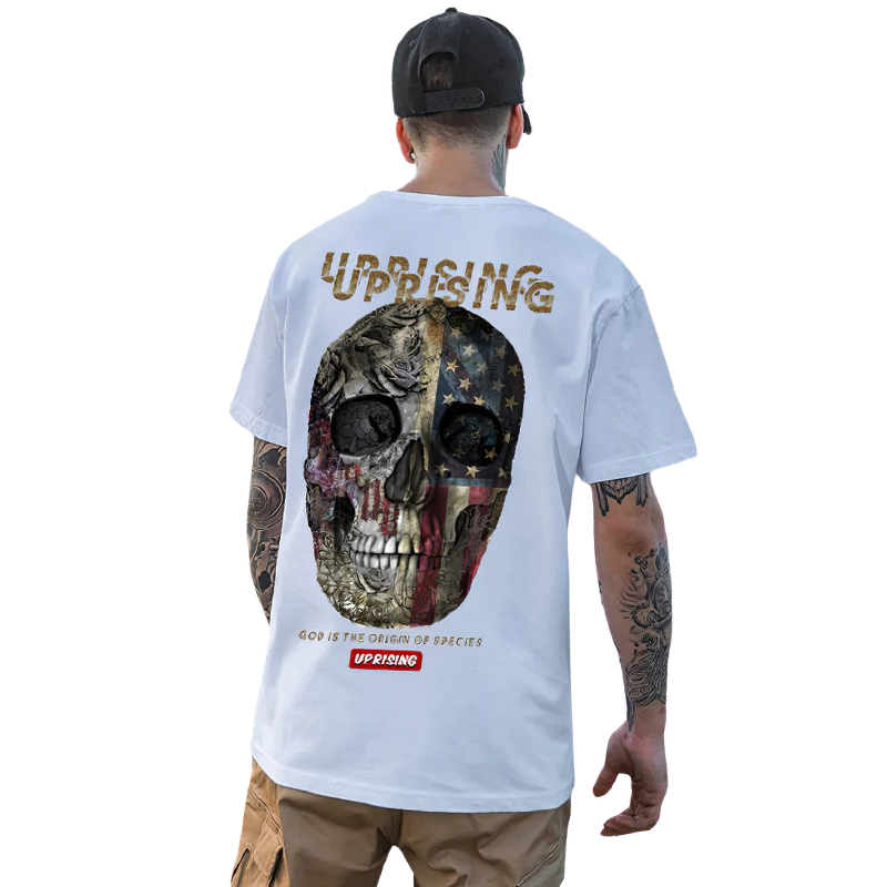 Fashion Men's T-shirt With Skull In American Style / Casual Sleeveless T-shirt With O-neck - HARD'N'HEAVY