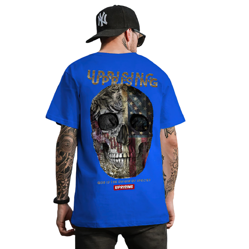 Fashion Men's T-shirt With Skull In American Style / Casual Sleeveless T-shirt With O-neck - HARD'N'HEAVY