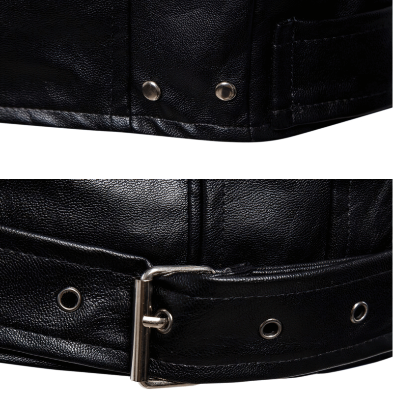 Fashion Motorcycle Biker Leather Jackets / Multi-zipper Black Jackets for Men