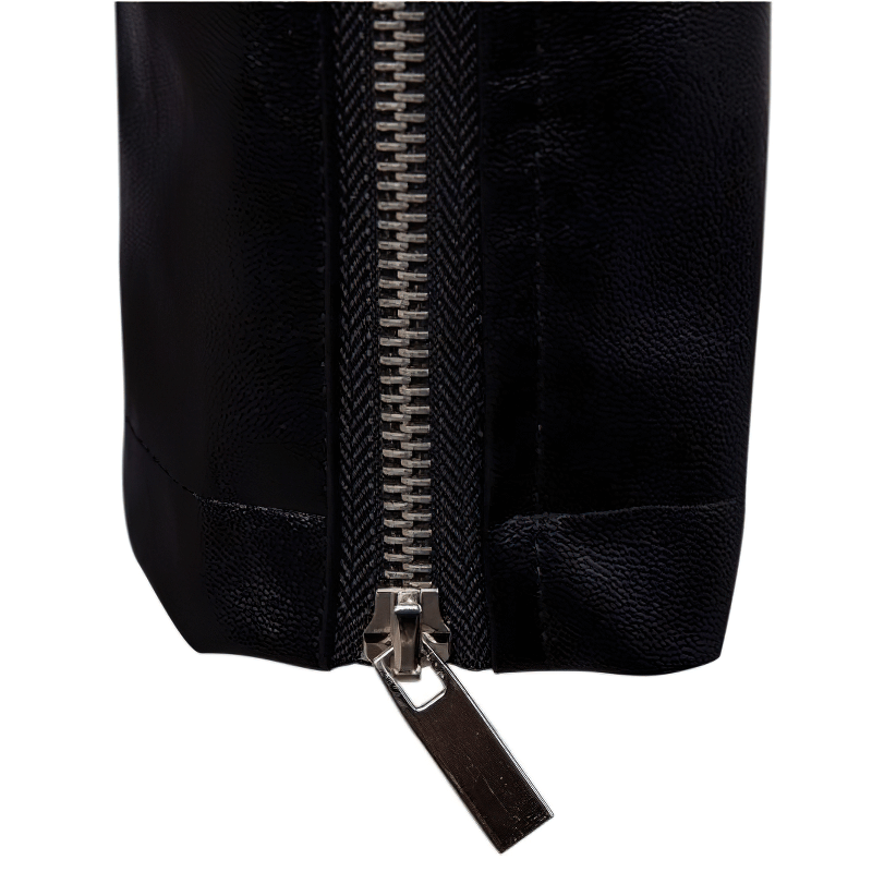 Fashion Motorcycle Biker Leather Jackets / Multi-zipper Black Jackets for Men