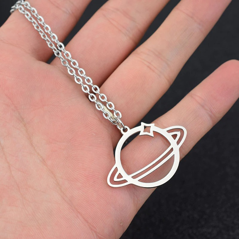 Fashion Necklace with Hollow Planet Pendant / Long Metal Chain for Men and Women - HARD'N'HEAVY