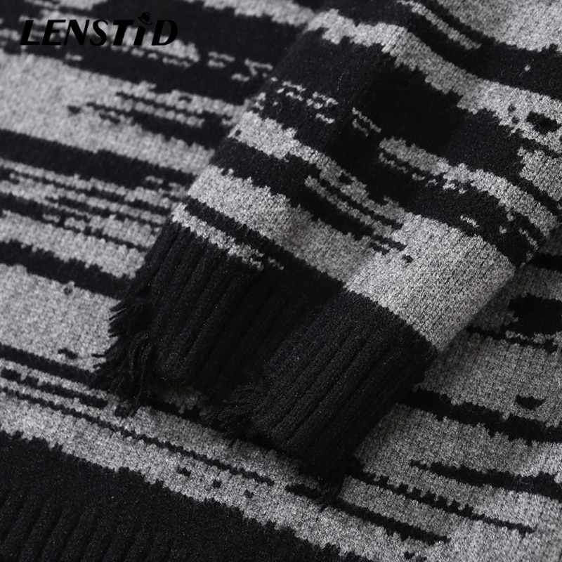 Fashion Patchwork Knitted Oversized Long Sleeve Sweaters / Streetwear Clothes for Men - HARD'N'HEAVY
