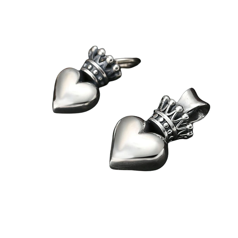 Fashion Pendant Of Crowned Heart For Women / Female Stylish Jewelry Of 925 Sterling Silver - HARD'N'HEAVY