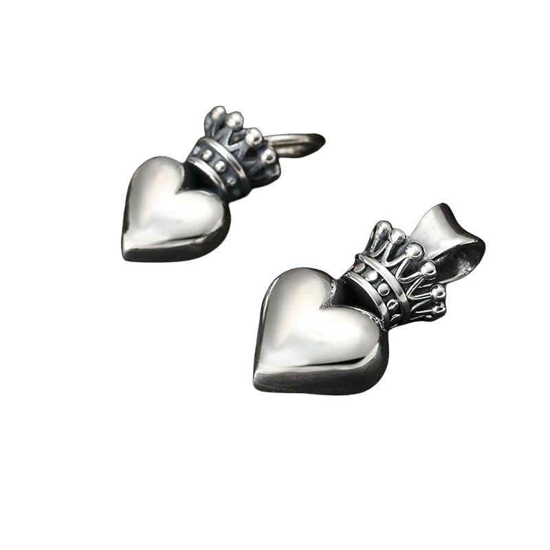 Stylish sterling silver crowned heart pendants for women, perfect casual jewelry choice.