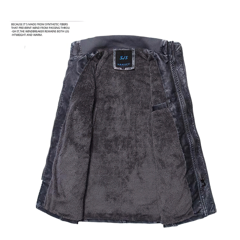 Inside view of men's PU leather jacket showcasing warm, lightweight synthetic fibers and stylish design for casual wear.