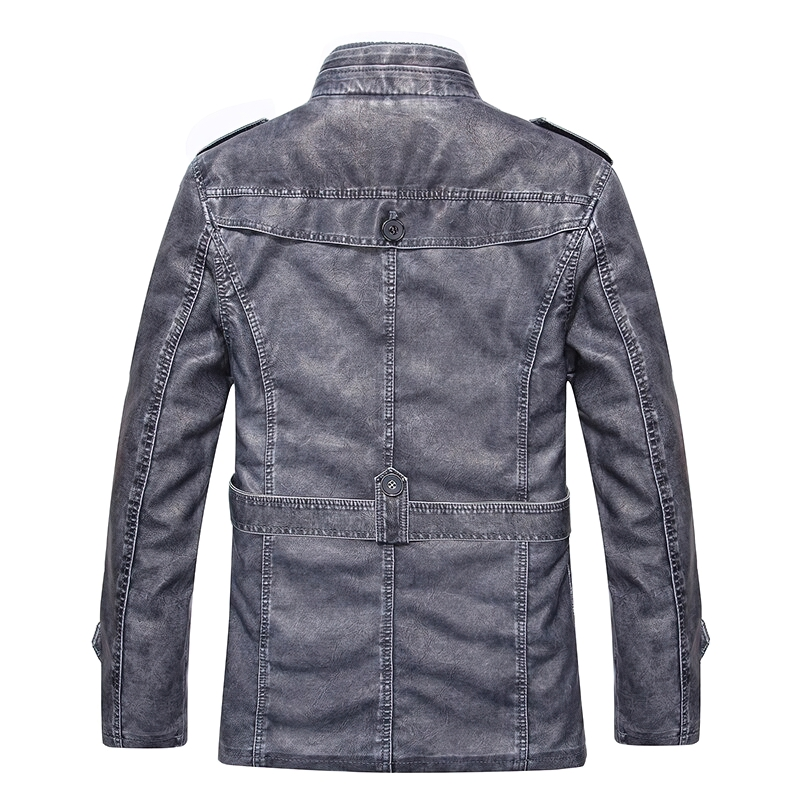 Fashion PU Leather Jacket For Men With Waist Belt / Casual Streetwear - HARD'N'HEAVY