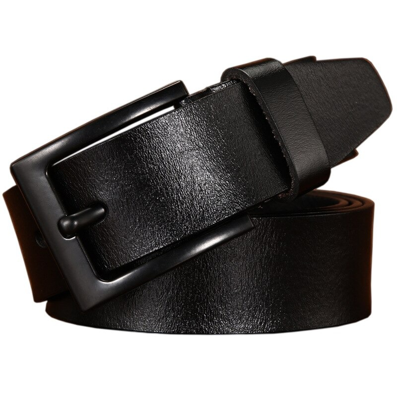 Fashionable PU leather black belt with sleek black buckle for men and women - perfect casual accessory.