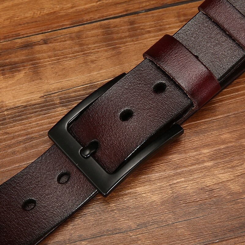Stylish brown PU leather belt with black buckle, perfect for casual looks for men and women.