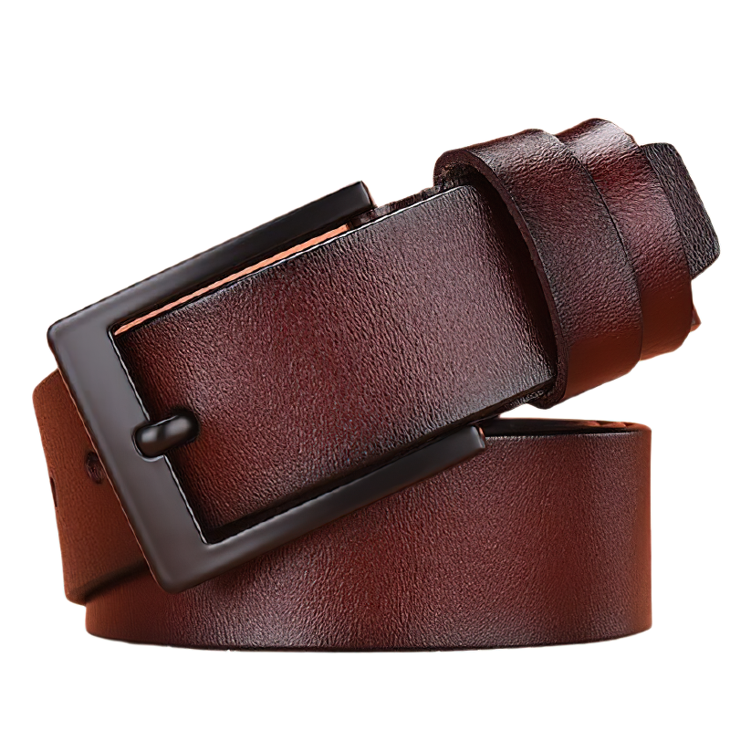 Stylish brown PU leather belt with black buckle for casual wear, perfect for men and women.