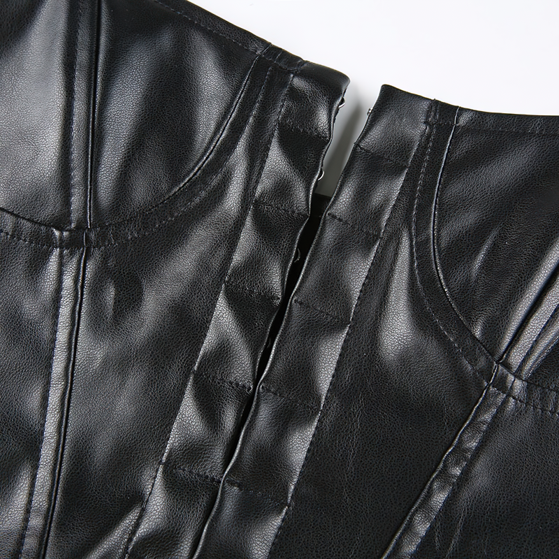 Fashion PU Leather Sleeveless Tank Top / Sexy Women's Corset Crop Top - HARD'N'HEAVY