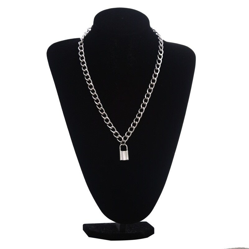 Fashion Punk Chain Necklace for Women / Chunky Chain with Lock Pendant - HARD'N'HEAVY
