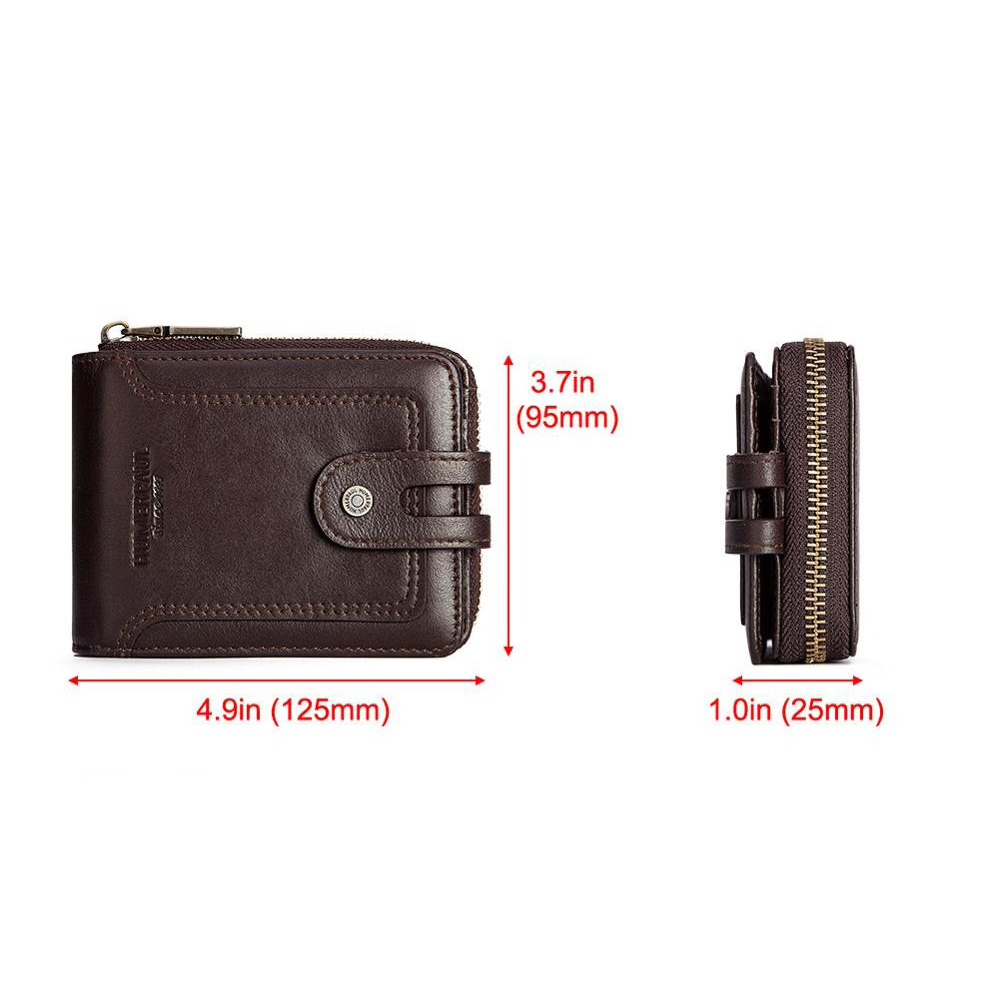 Fashion Purse for Men / Genuine Leather Wallet on Zipper / Multifunction Short Wallet - HARD'N'HEAVY