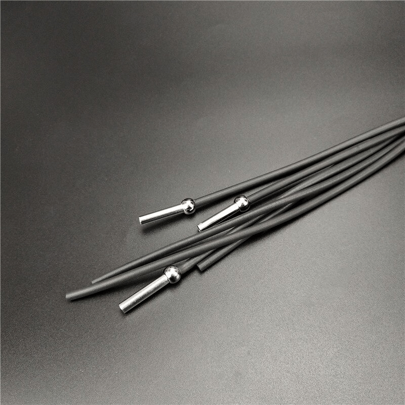 Set of black rubber cords with silver ends for crafting accessories or DIY jewelry projects.