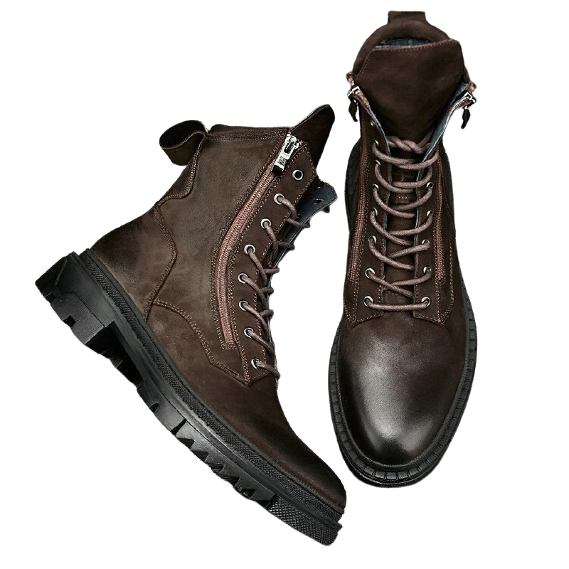 Fashion Retro Boots Of Genuine Leather For Men / Male Stylish Motorcycle Boots - HARD'N'HEAVY