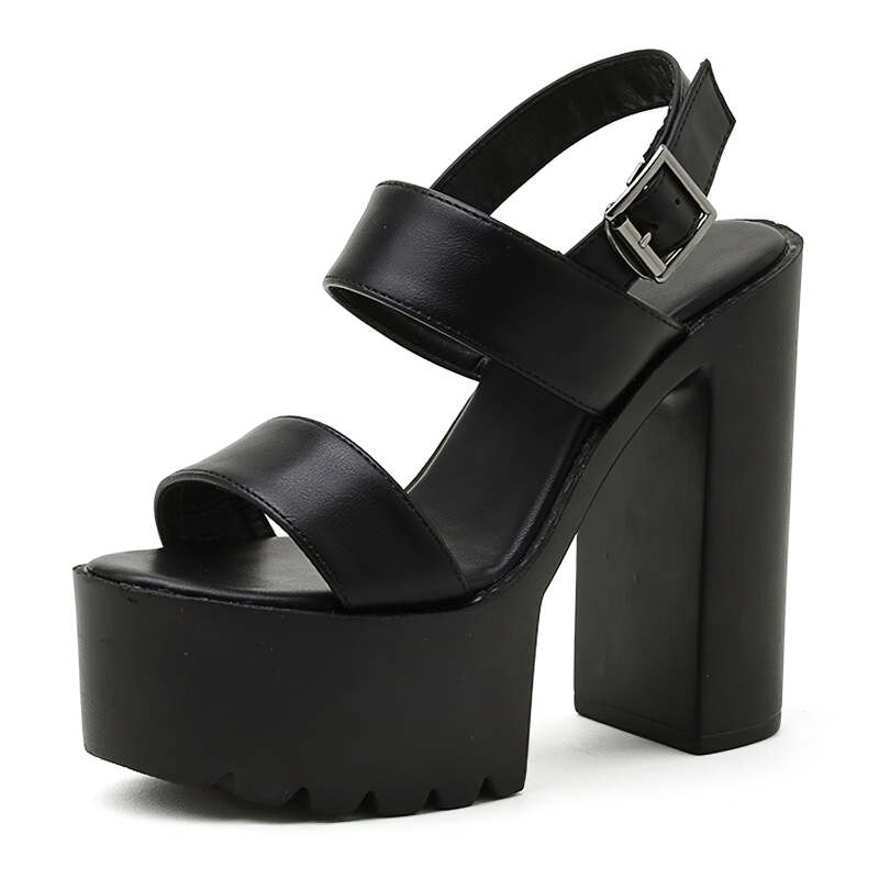 Fashion Rome Sandals Of High Square Heels For Women / Cool Platform Shoes Of Belt Buckle - HARD'N'HEAVY