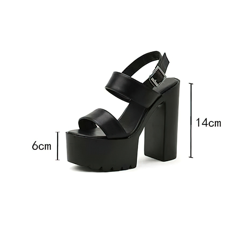 Fashion Rome Sandals Of High Square Heels For Women / Cool Platform Shoes Of Belt Buckle - HARD'N'HEAVY
