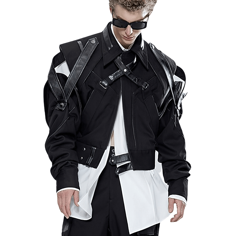 Fashion Short Patchwork Leather Jackets for Men