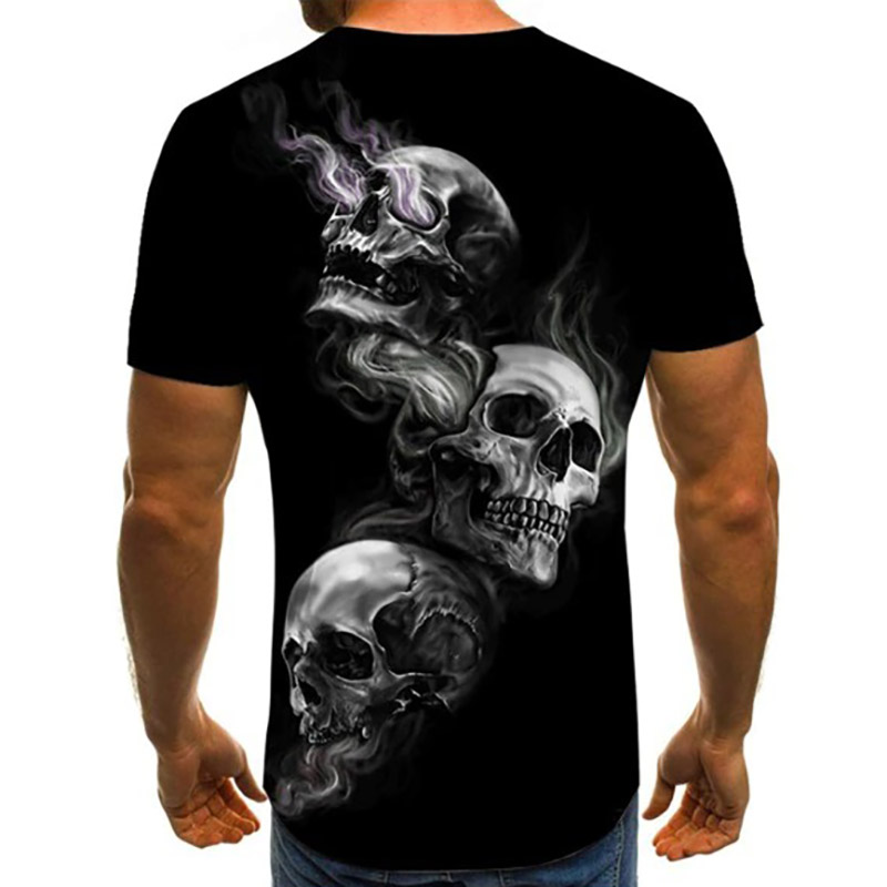 Fashion Skulls Printed T-shirt in Rock Style / 3D Print Short Sleeves T-shirts for Men and Women - HARD'N'HEAVY