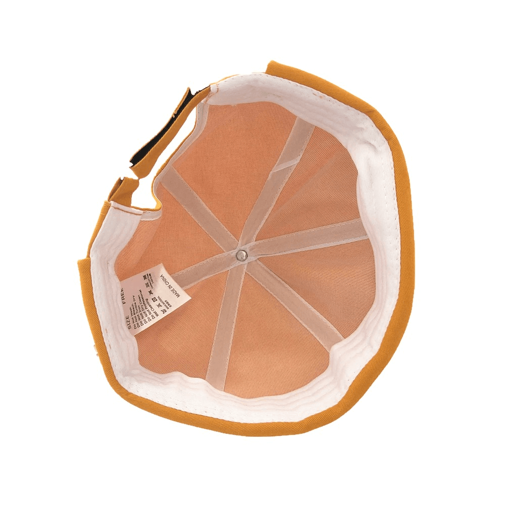 Inside view of a stylish adjustable cotton brimless cap, showcasing its quality fabric and unique rivet design.