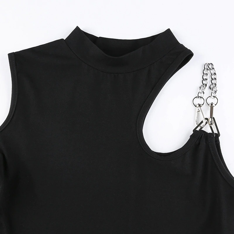 Fashion Solid Hollow Out Asymmetrical Rompers / Sexy Slim Skinny One-Shoulder Bodysuits - HARD'N'HEAVY