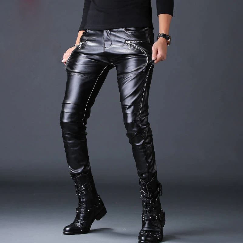 Fashion Spring Autumn Pu Leather Pants for Men / Cool Black Biker Pant - HARD'N'HEAVY