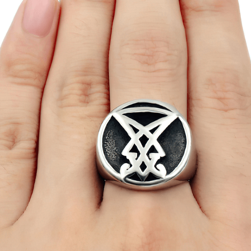 Fashion Stainless Steel Seal of Satan / Gothic Style Ring Sigil of Lucifer
