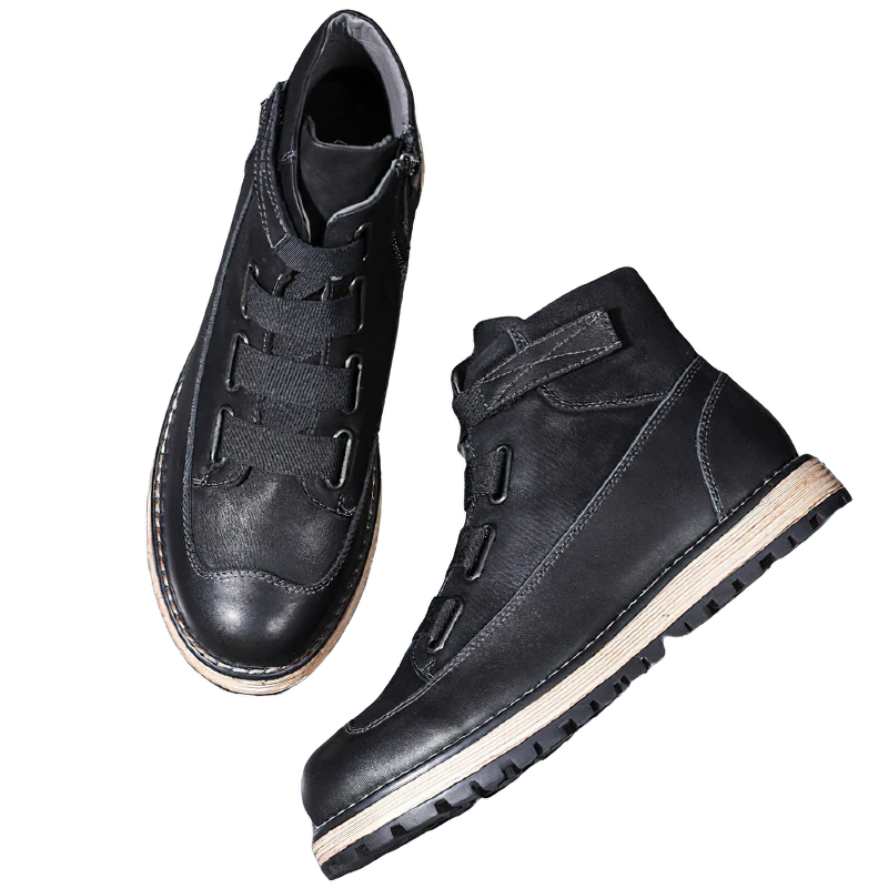 Fashion Stitching Boots Of Genuine Leather For Men / Casual Male Shoes Of Pigskin - HARD'N'HEAVY