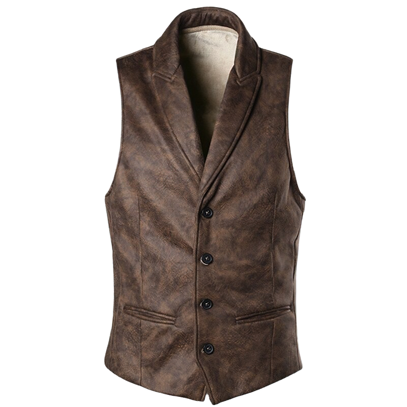 Fashion suede single breasted vest for men in brown, perfect for a steampunk style outfit.