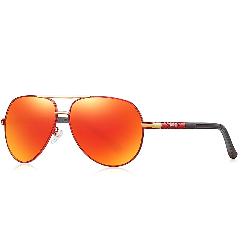 Unisex fashion sunglasses with orange lenses, stylish design for driving protection and casual wear.