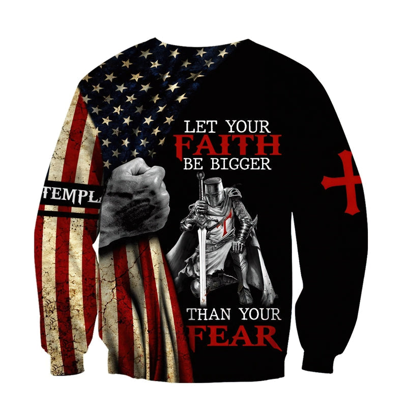 Fashion Sweatshirt with American Symbols 3D Print / Cool Top with Knight and Jesus Print - HARD'N'HEAVY