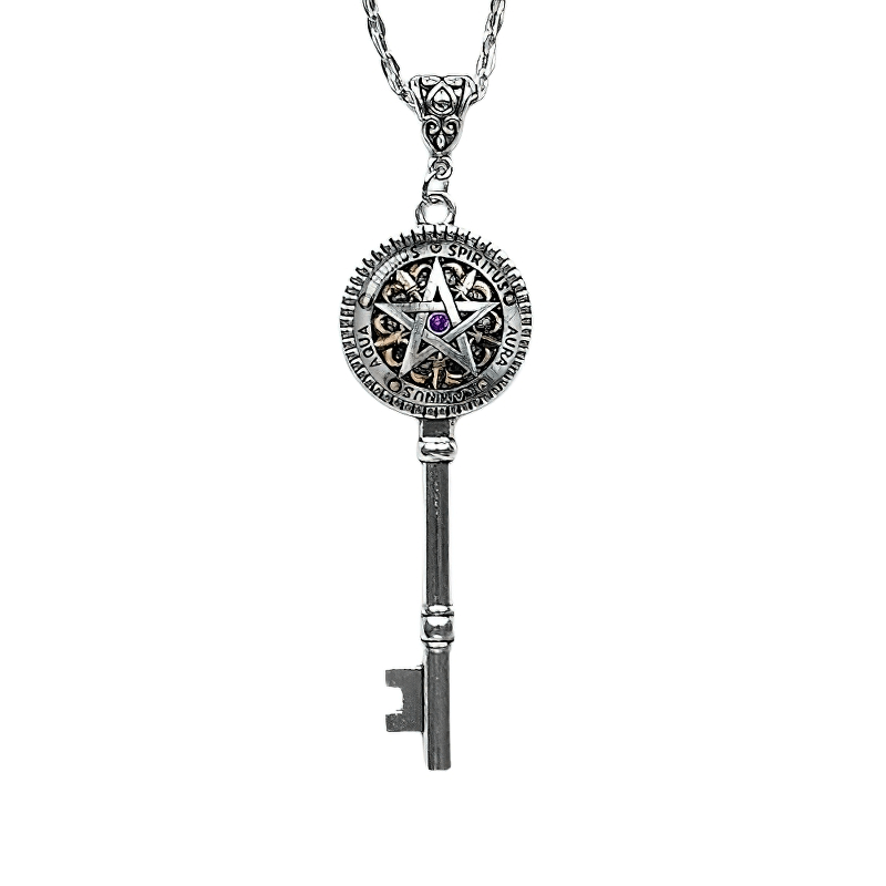 Unisex pendant featuring the Key of Solomon with a pentagram design, perfect for fashion and magical accessory lovers.