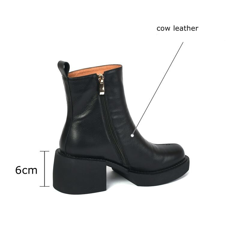 Fashion Thick Bottom Ankle Boots / Women's Soft Genuine Leather Platform Boots - HARD'N'HEAVY