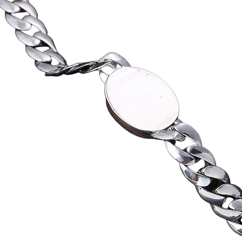 Close-up of a trendy retro men's bracelet made of 925 sterling silver with a stylish link design.