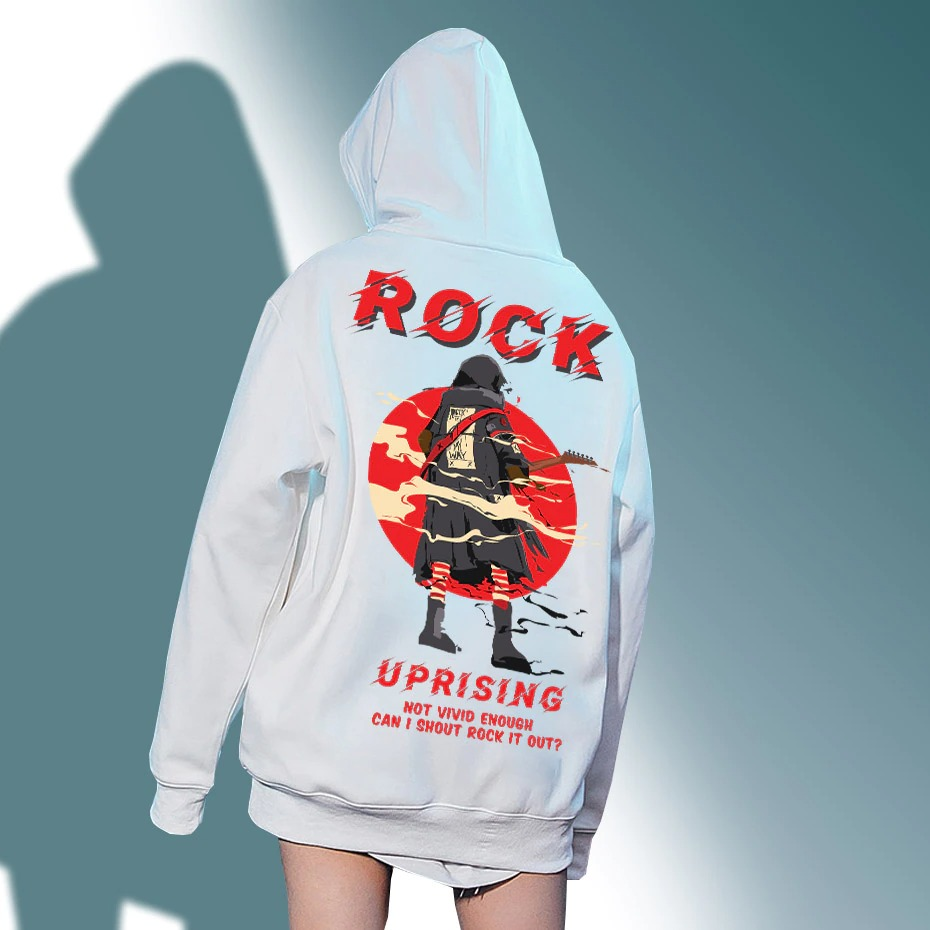 Fashion Unisex Oversize Sweatshirt / Cotton Hoodie with Print in Rock Style - HARD'N'HEAVY