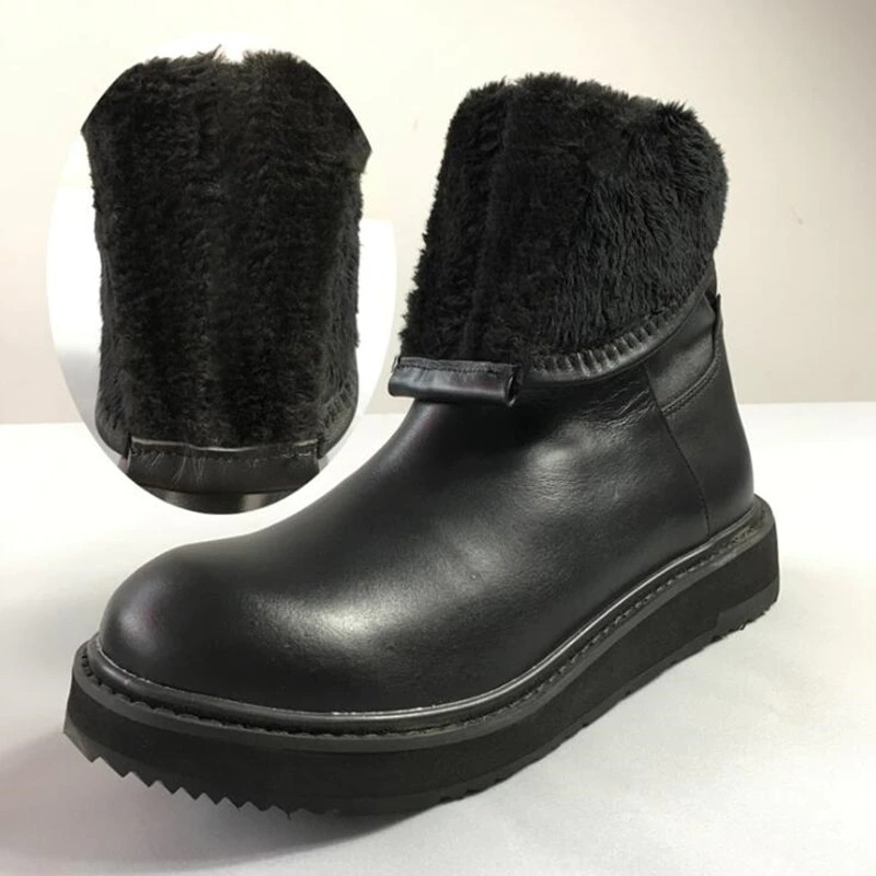 Fashion Warm Mid-Calf Boots / Men's Genuine Leather Boots / Round Toe Motorcycle Shoes - HARD'N'HEAVY