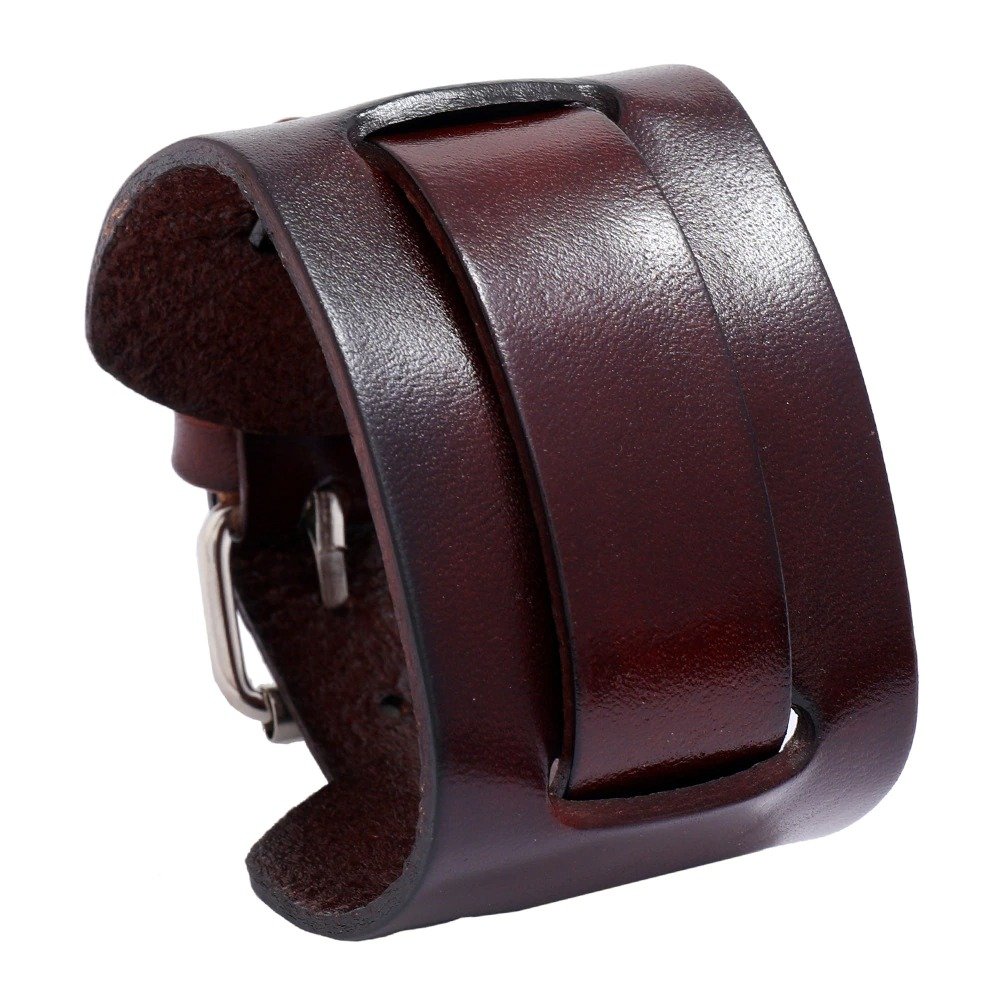 Fashion Wide Genuine Leather Bracelet / Brown Black Cuff Bracelets / Punk Wristbands - HARD'N'HEAVY