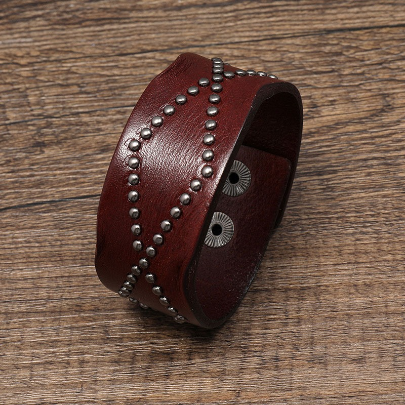 Fashion Wide Leather Bracelet / Vintage  Black Brown Color Bangles / Punk Unisex Cuff - HARD'N'HEAVY