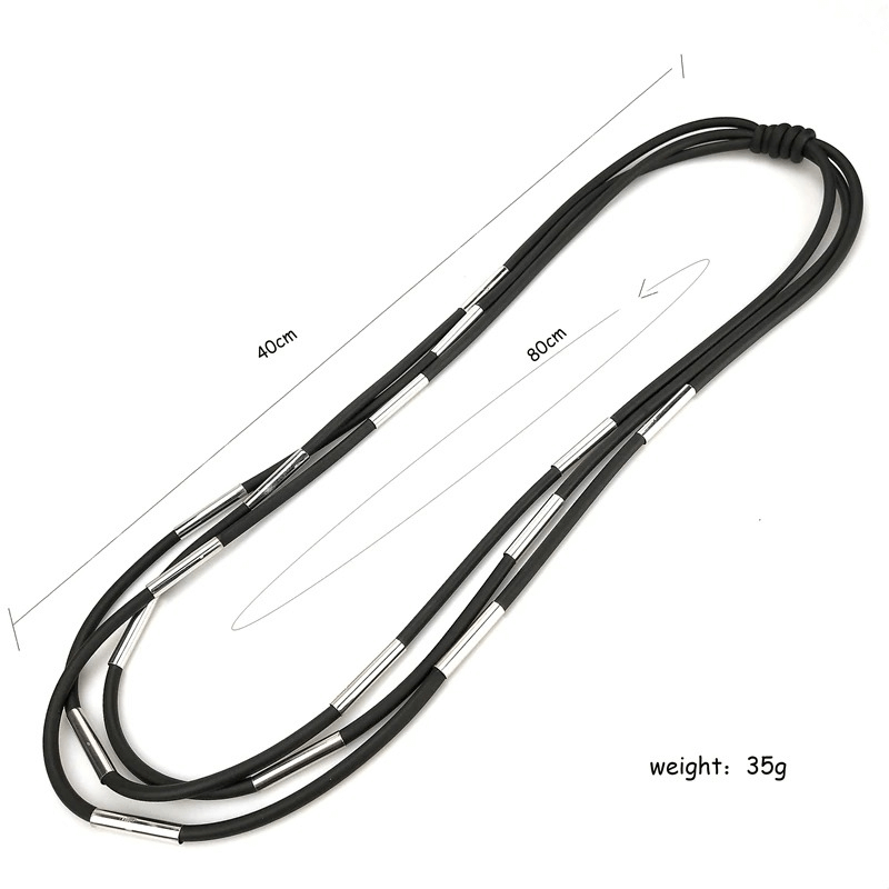 Handmade black rubber necklace with silver accents, perfect gothic accessory, stylish and unique for women's fashion.