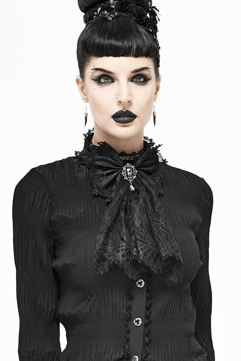 Fashion Women's Black Lace Bow Tie / Steampunk Style Ladies Accessories - HARD'N'HEAVY