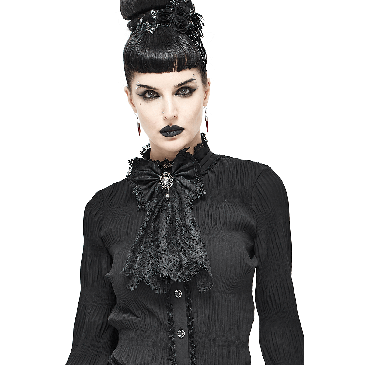 Fashion Women's Black Lace Bow Tie / Steampunk Style Ladies Accessories - HARD'N'HEAVY