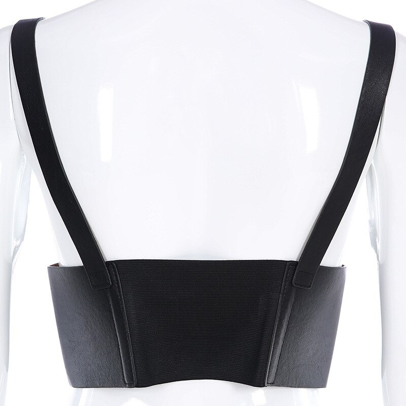 Sports Bras for Women Women's PU Leather Lingerie Buckle Strappy