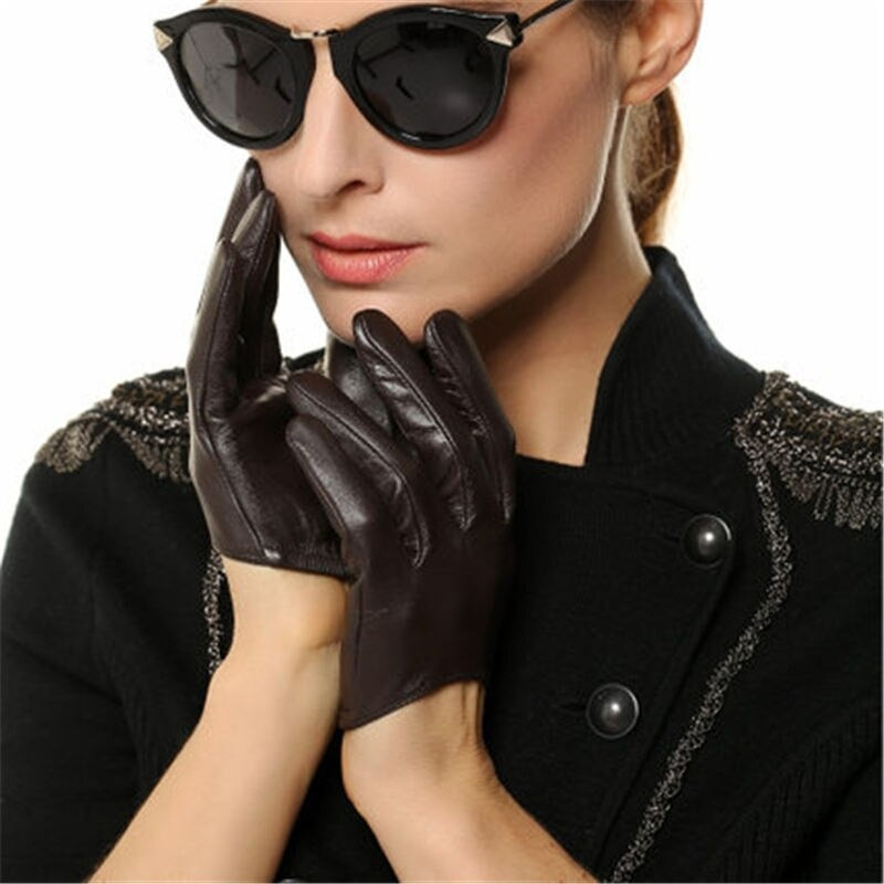 Fashion Women's Genuine Leather Gloves / Stylish Female Short Sheepskin Gloves - HARD'N'HEAVY