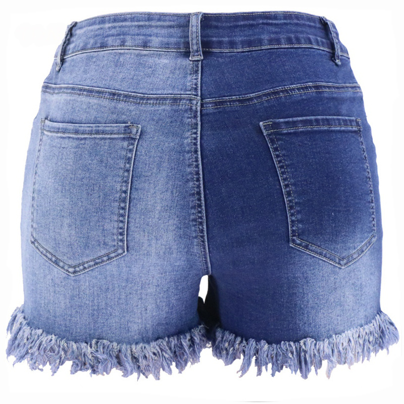Fashion Women's High Waist Splicing Denim Shorts / Sexy Stretch Slim Zipper Shorts - HARD'N'HEAVY