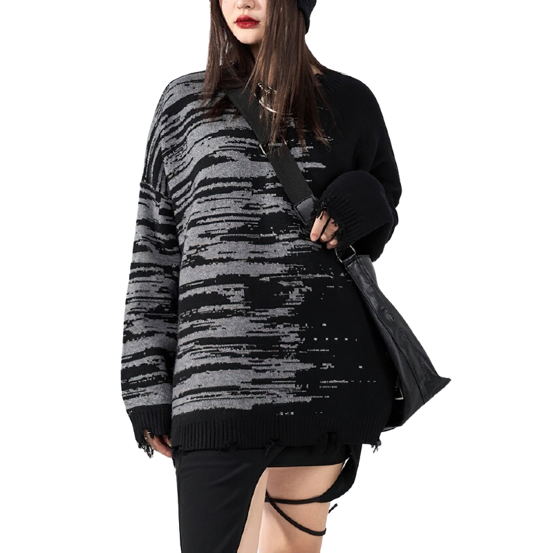 Fashion Women's Knitted Oversized Long Sleeve Sweaters / Ledies Streetwear Clothes - HARD'N'HEAVY